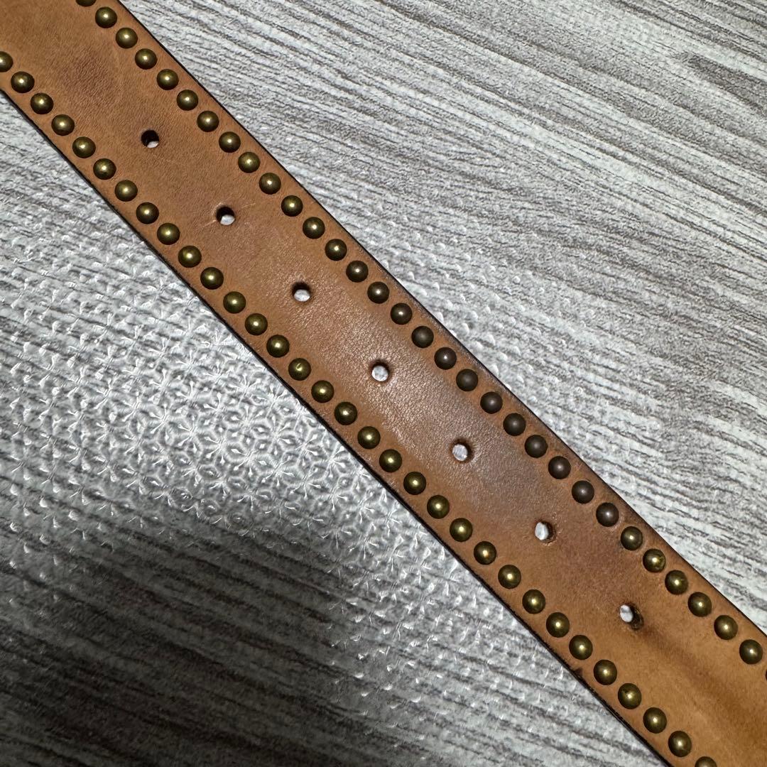 廃番品 RRL ダブルアールエル USA製 レザー スタッズベルト サイズ32