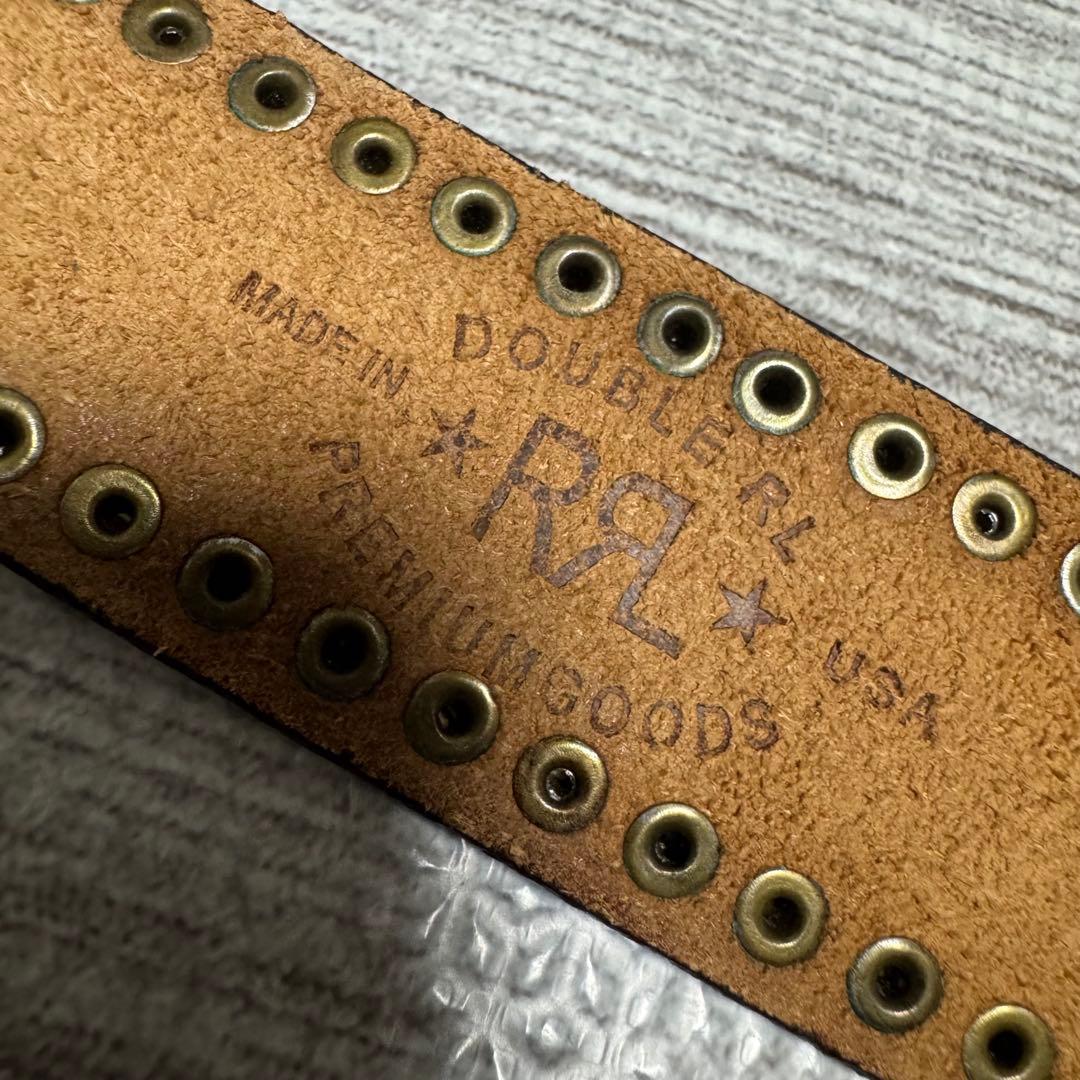 廃番品 RRL ダブルアールエル USA製 レザー スタッズベルト サイズ32