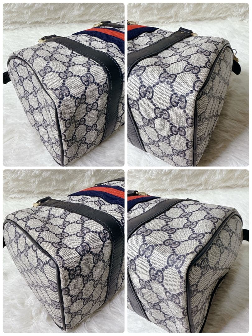 ✨美品✨オールドグッチ ミニボストンバッグ GG柄 シェリーライン 紺色