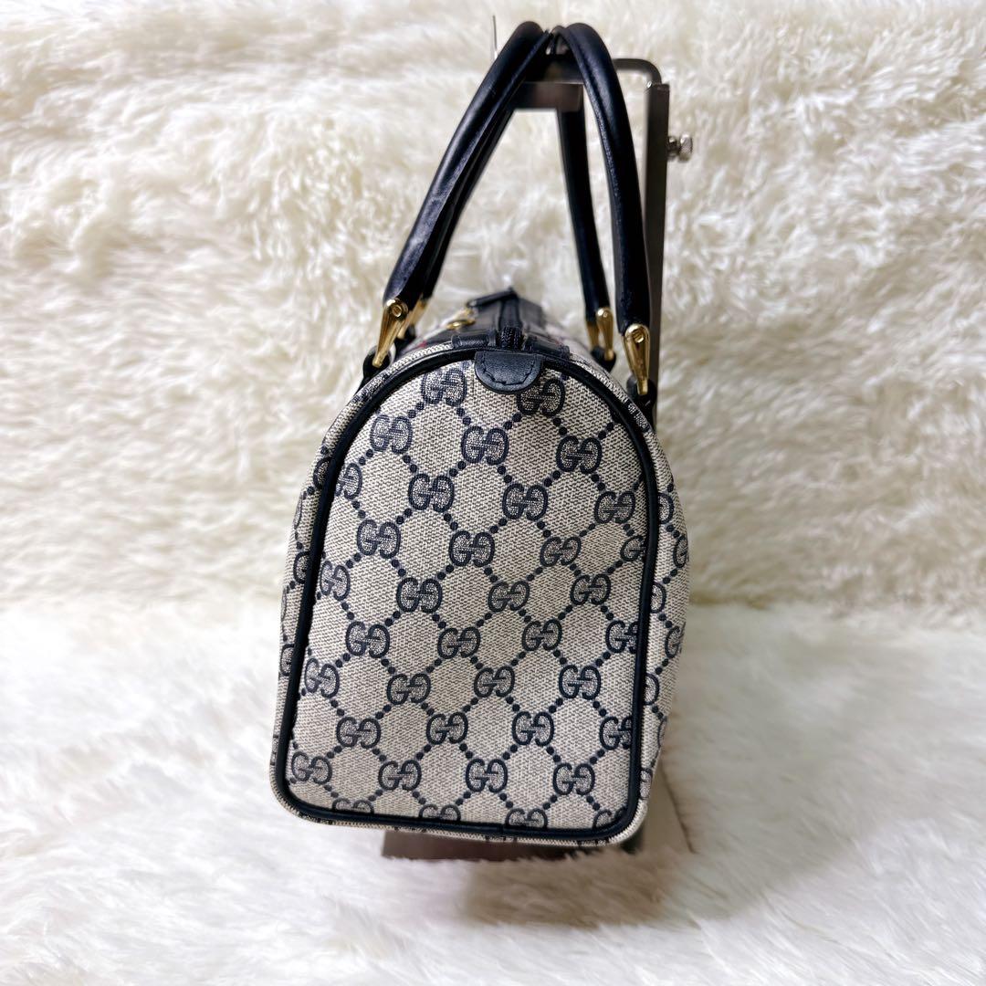 ✨美品✨オールドグッチ ミニボストンバッグ GG柄 シェリーライン 紺色