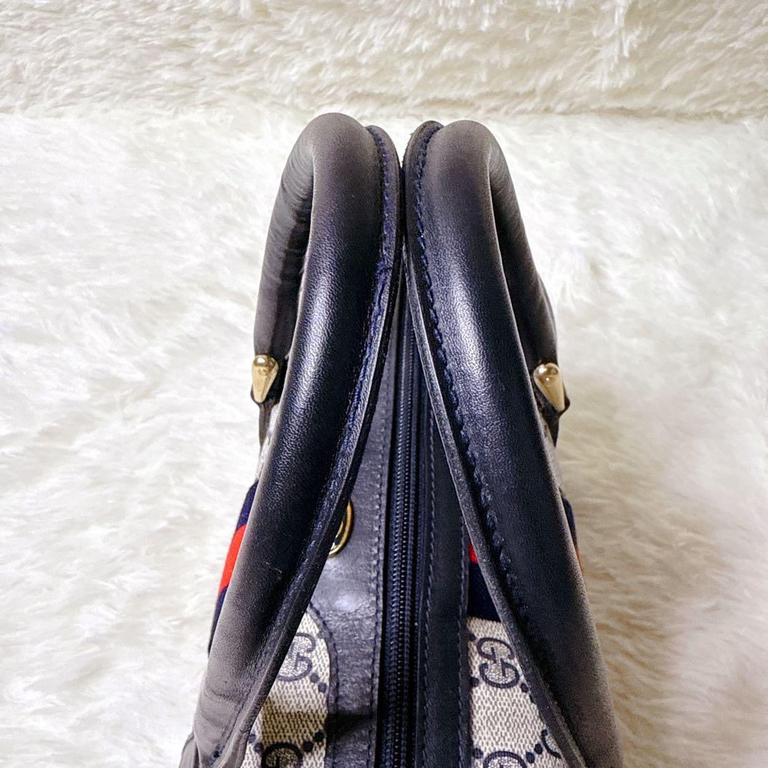 ✨美品✨オールドグッチ ミニボストンバッグ GG柄 シェリーライン 紺色