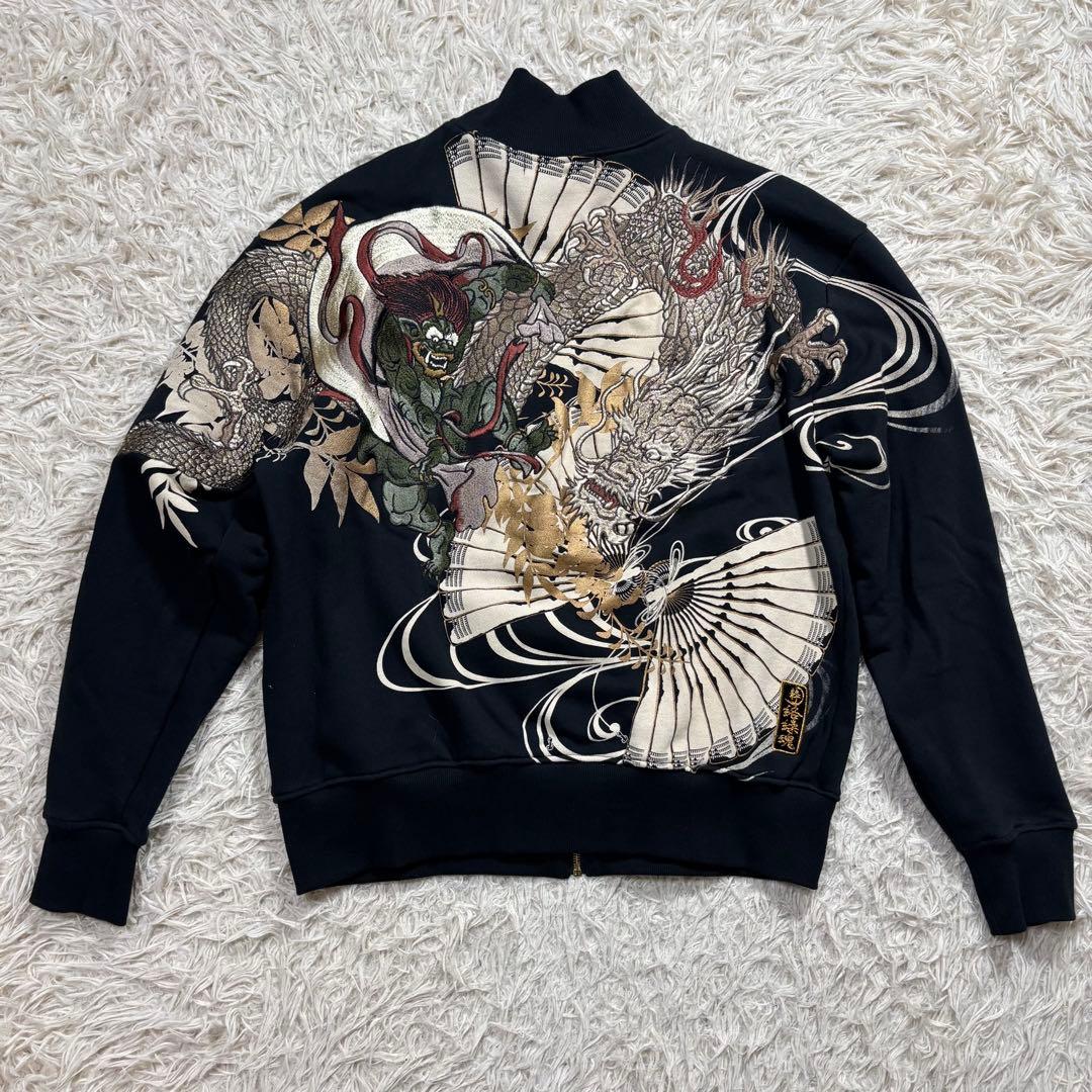 美品　絡繰魂　スカジャン　トラックジャケット　和柄　風神雷神　総刺繍　龍　L