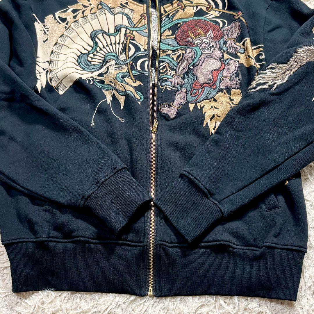 美品　絡繰魂　スカジャン　トラックジャケット　和柄　風神雷神　総刺繍　龍　L