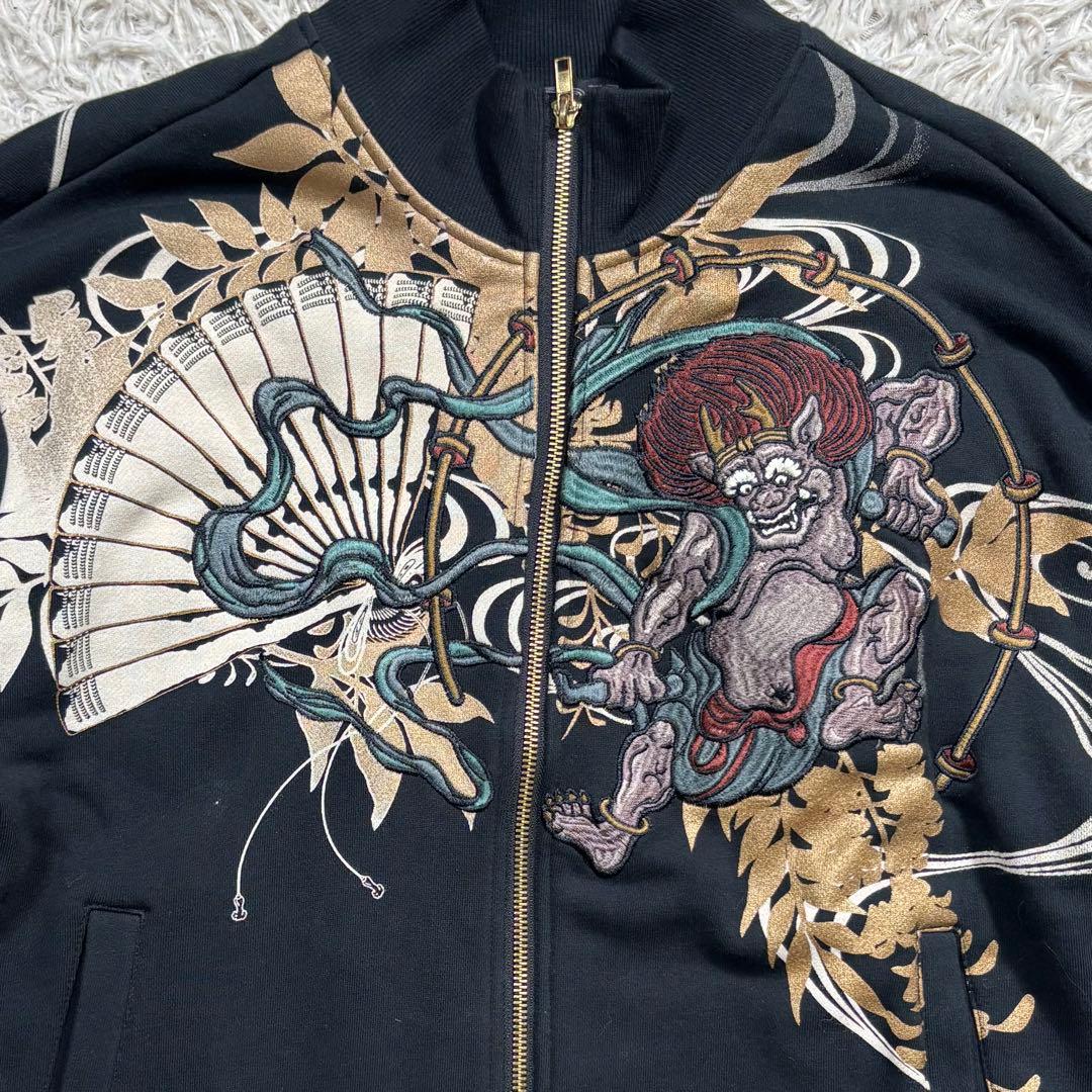 美品　絡繰魂　スカジャン　トラックジャケット　和柄　風神雷神　総刺繍　龍　L