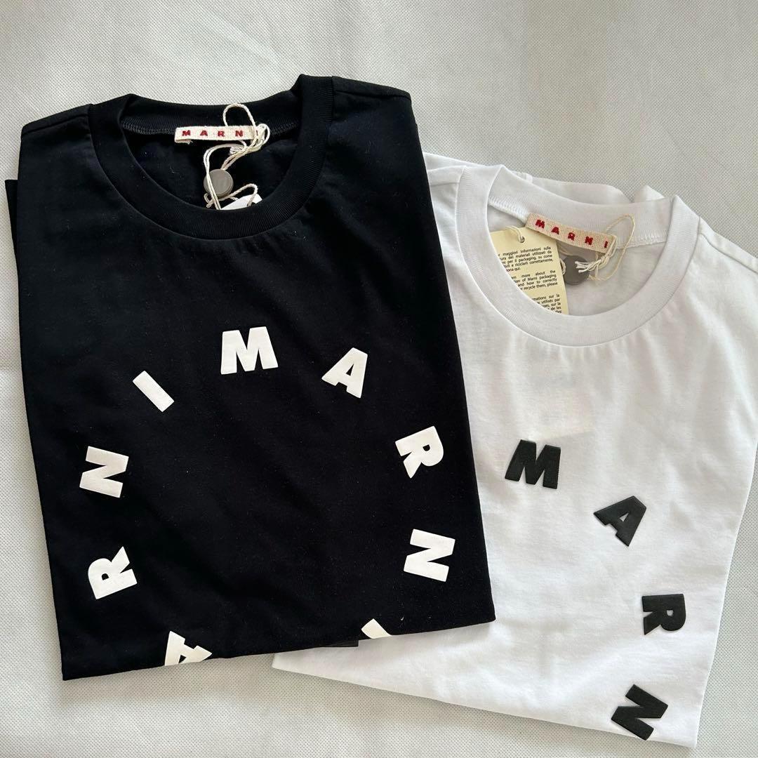 再入荷 大人もOK MARNI シャツ 半袖 ロゴ ブラック 12Y 150cm