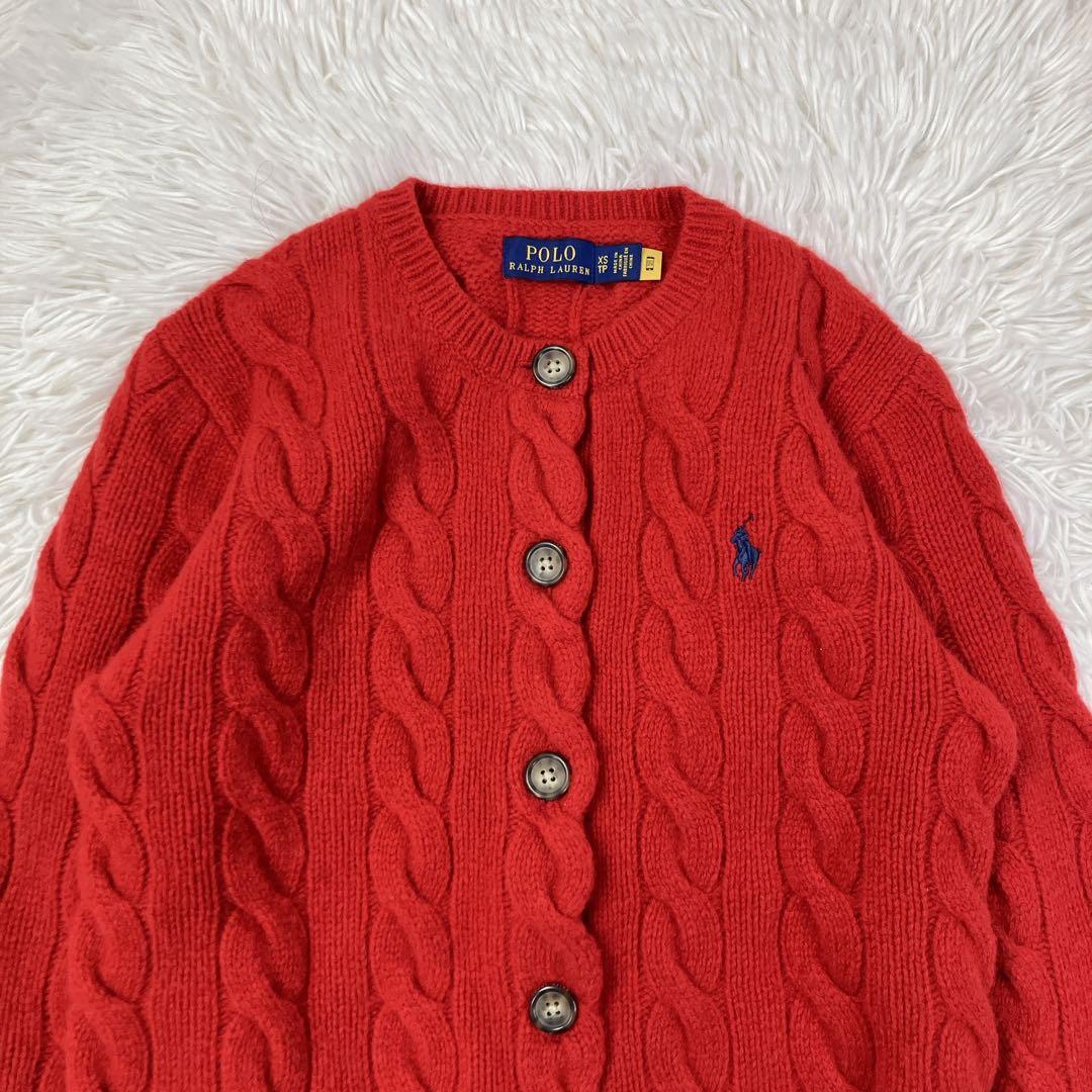 ポロラルフローレン　ケーブルニットカーディガン　ポニー刺繍　カシミヤ　XS