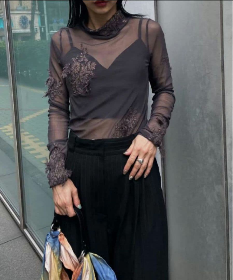 トップス AMERI VINTAGE UND FUR EMBROIDERY SKINTOP