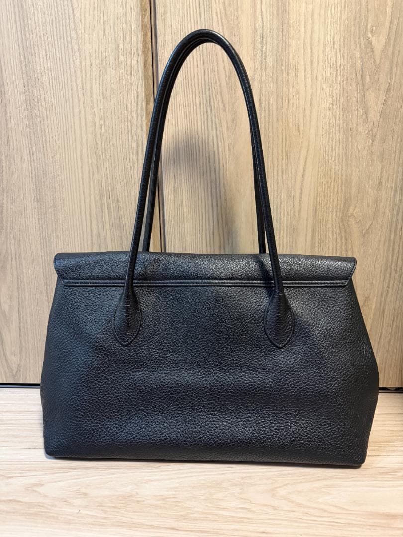 鎌倉シャツ フラップトートバッグ シュリンクレザー ネイビー