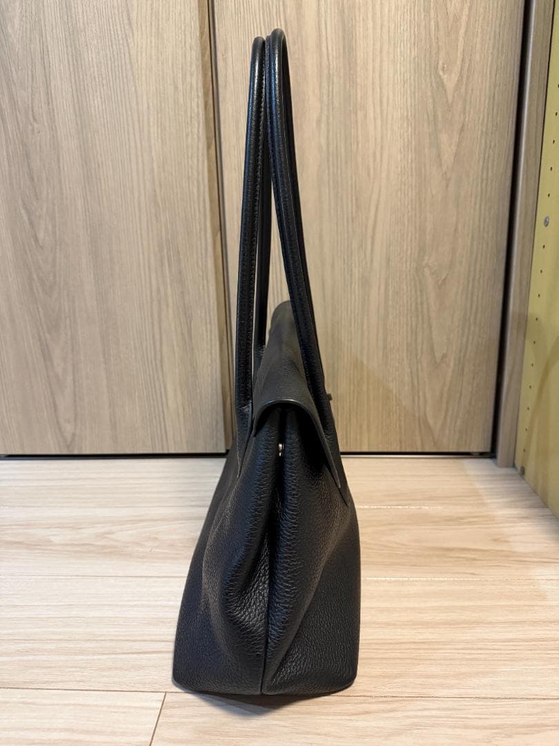 鎌倉シャツ フラップトートバッグ シュリンクレザー ネイビー