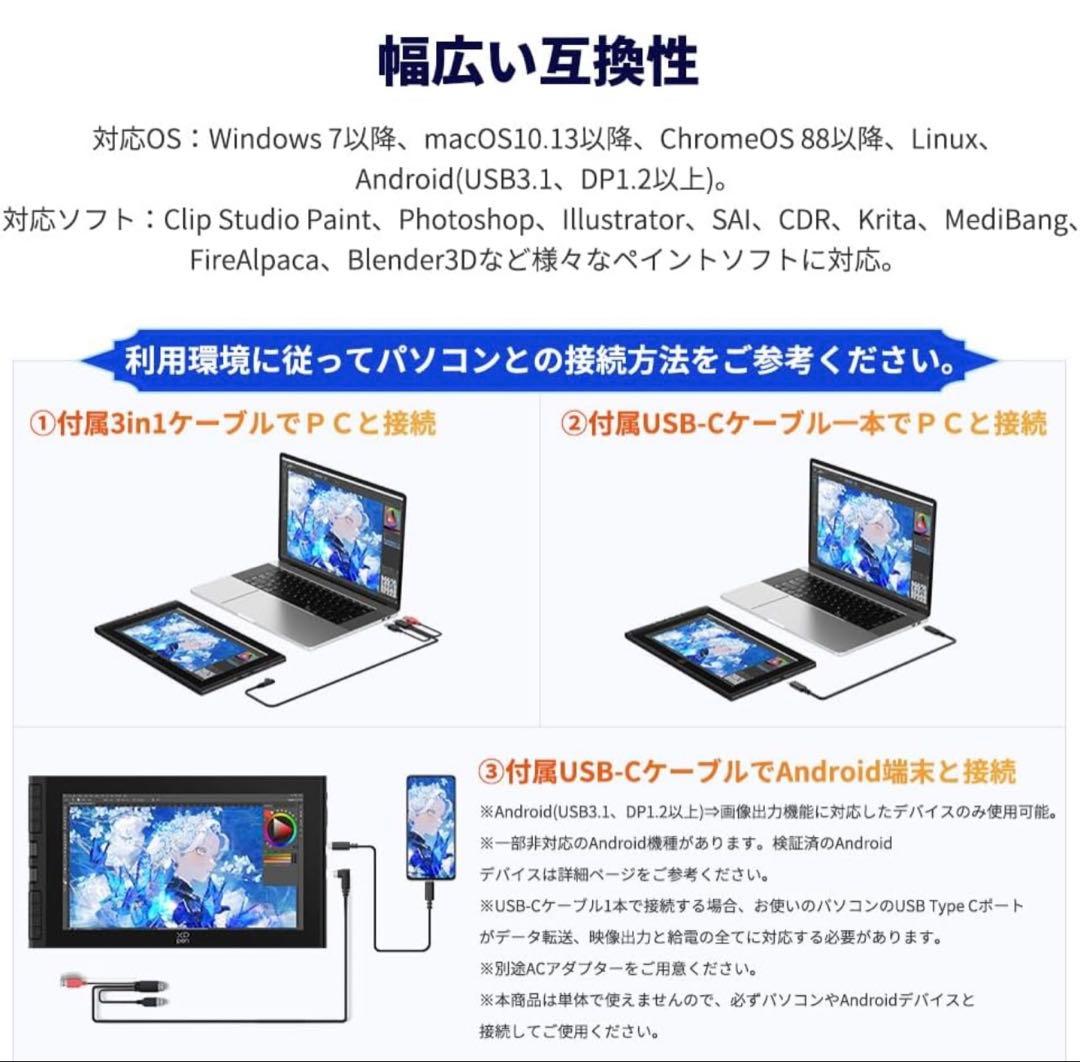 XPPen 液タブ Artist 12 3rd X4チップ搭載ペンタブレット