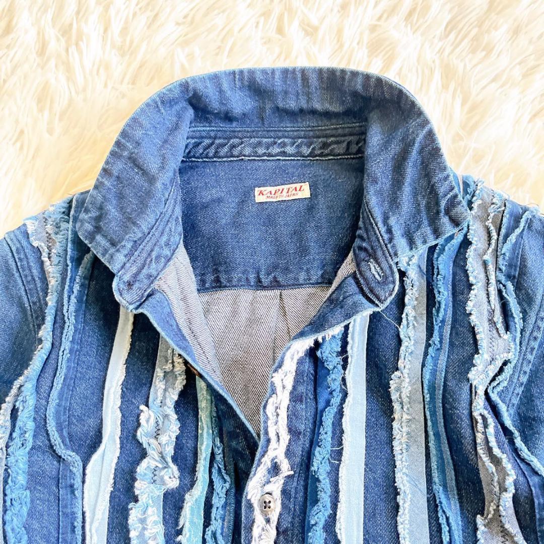 ＊美品【キャピタル】インディゴシャツワンピース　ホーボードレス　ベルト　0