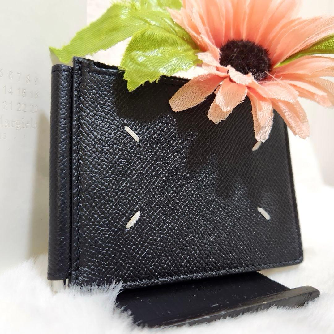 ✨新品未使用　付属品完備✨マルジェラ　マネークリップ　小銭入れ　ステッチ　黒