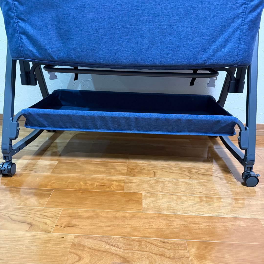 HZDMJベビーベッド ネイビー★マットレス・防水シーツ付き★