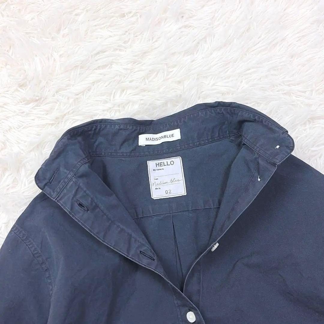 マディソンブルー　コットン　ハンプトンシャツ ロゴ刺繍　サイズ02 ネイビー