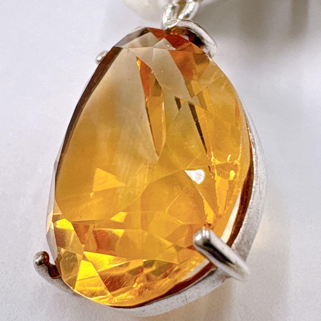 美品レア オールドティファニー ピアス シトリン ティアドロップ シルバー925