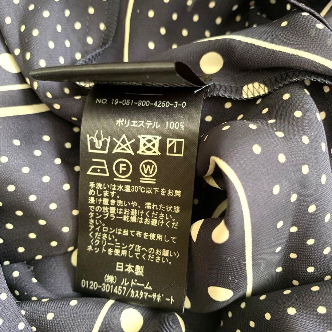 【新品タグ付き】IENA ボウタイ ドット Vネックブラウス ネイビー