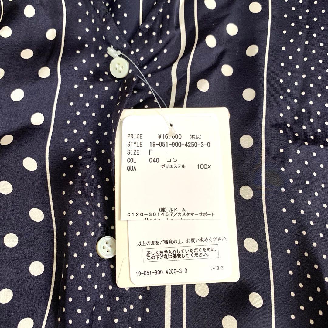 【新品タグ付き】IENA ボウタイ ドット Vネックブラウス ネイビー