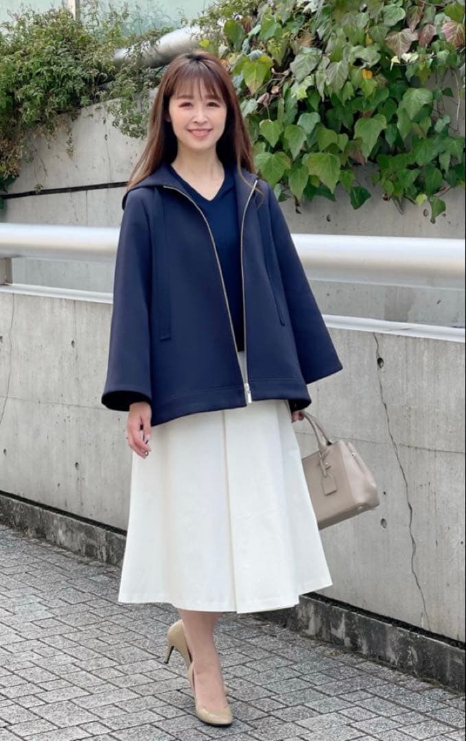 エムプルミエ ❤︎ トリプルクロスフーディショートコート ネイビー34