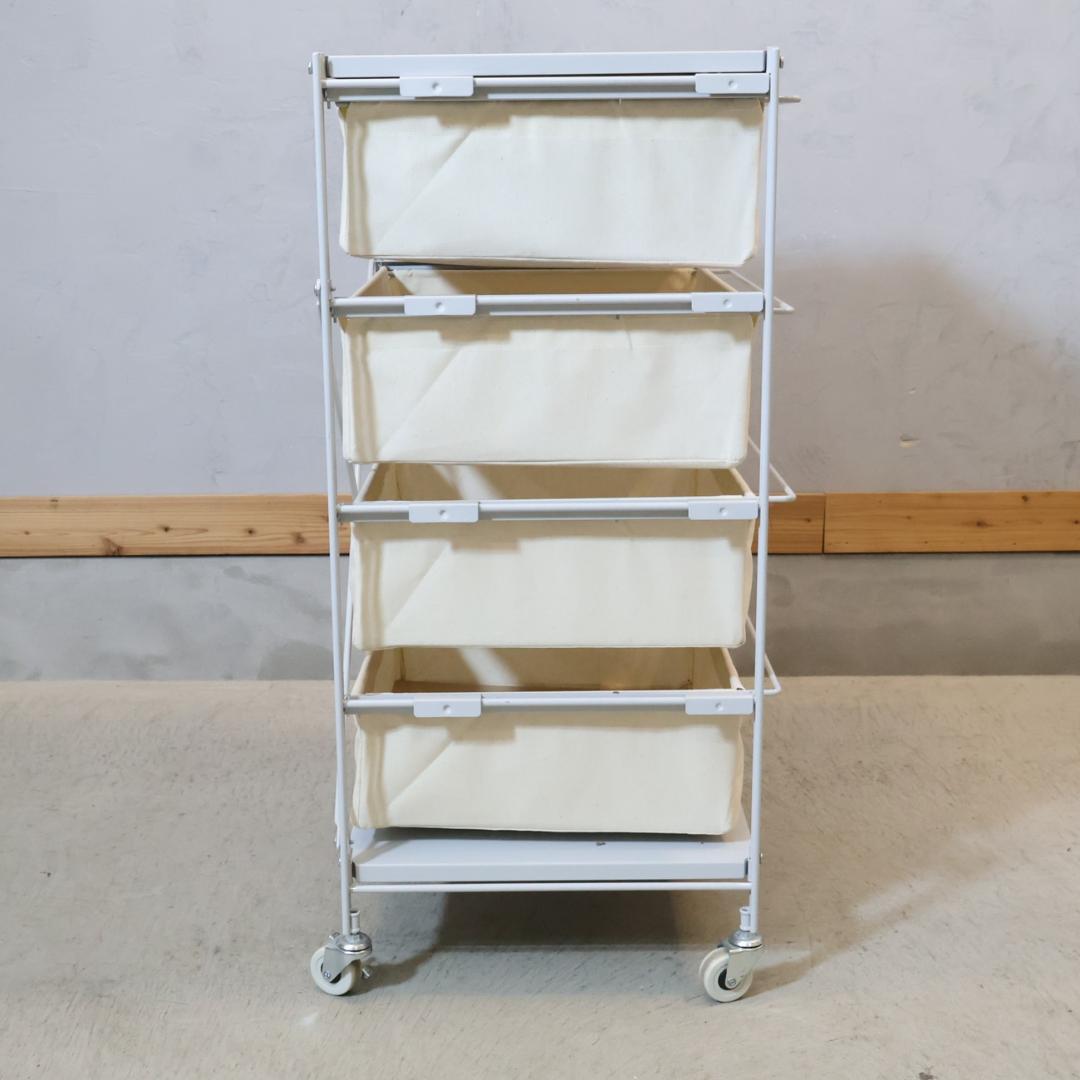 無印良品 MUJI スチール4段 帆布バスケット付き ユニットシェルフ チェスト