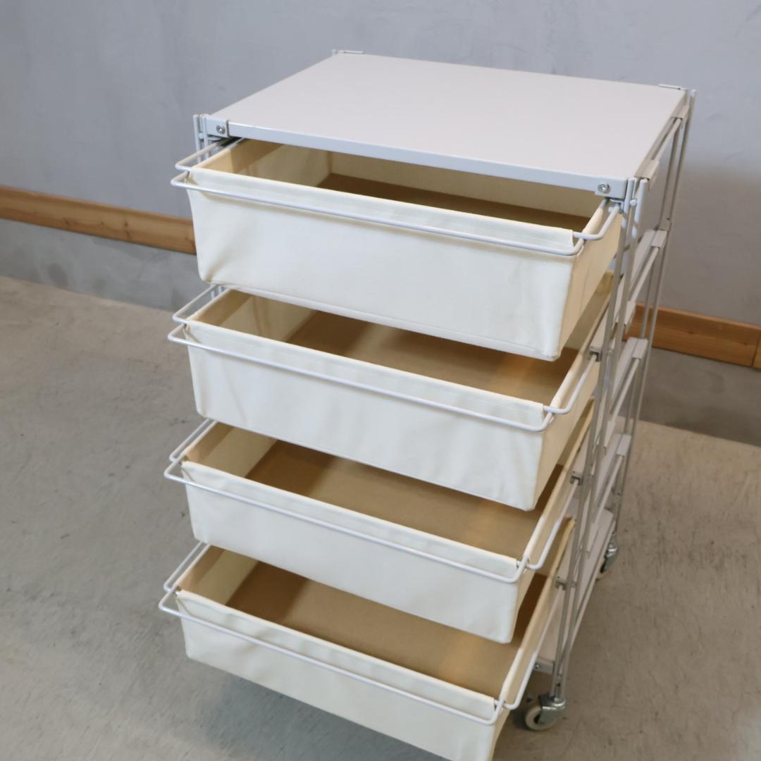 無印良品 MUJI スチール4段 帆布バスケット付き ユニットシェルフ チェスト