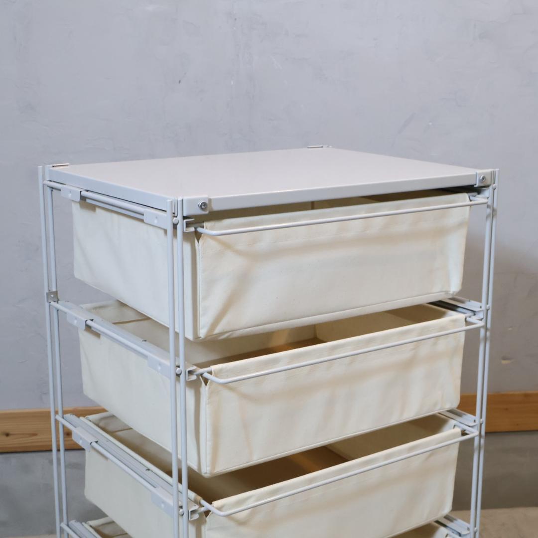 無印良品 MUJI スチール4段 帆布バスケット付き ユニットシェルフ チェスト