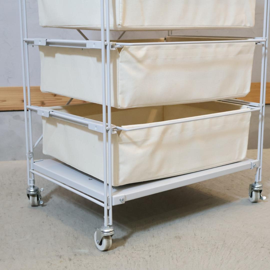 無印良品 MUJI スチール4段 帆布バスケット付き ユニットシェルフ チェスト