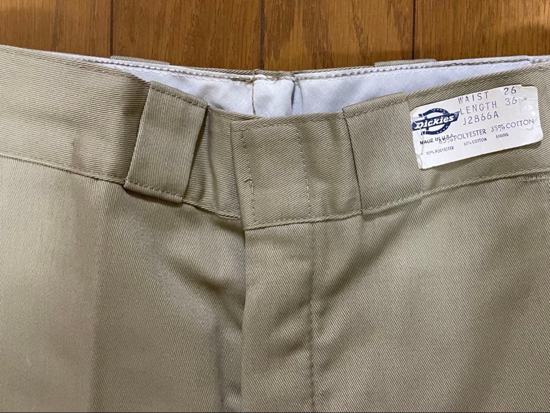 70s USA製 ディッキーズ ／チビタグ ／アルミZIP／ベージュ／w26
