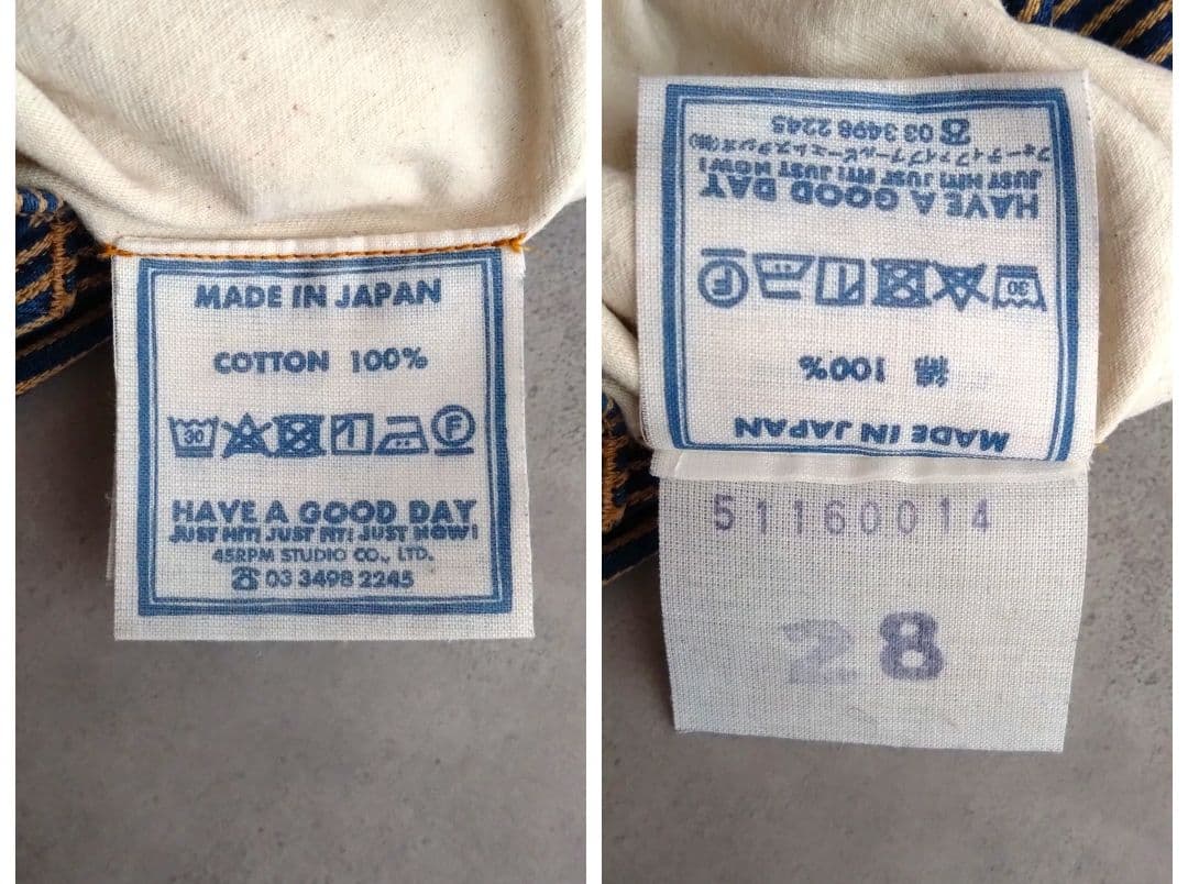 45R モンブラウンヒッコリーの908山ペインターパンツ ストライプ　28