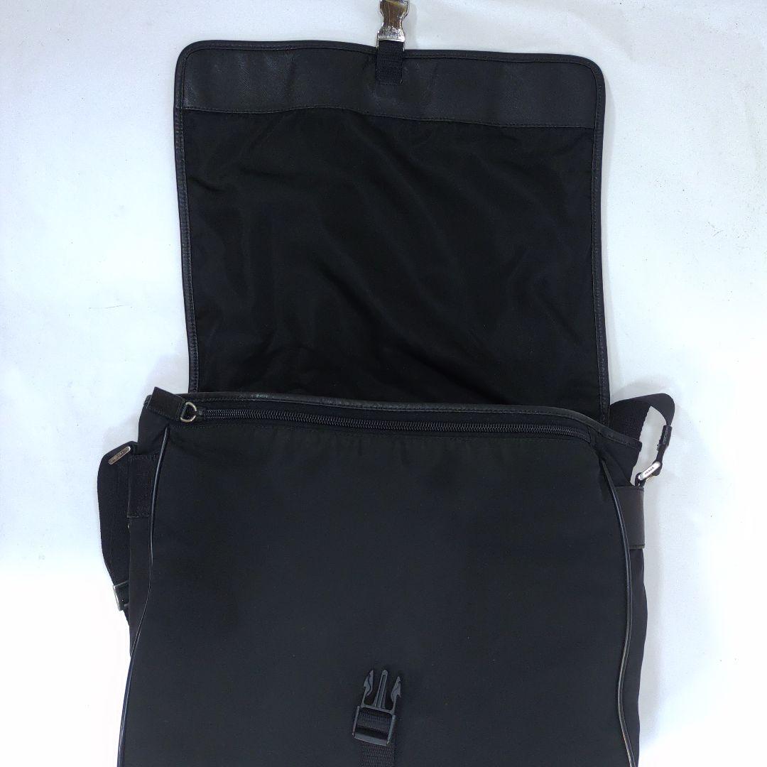 【美品】プラダ メッセンジャーバッグ レザー×ナイロン A4可 黒 ギャラ付