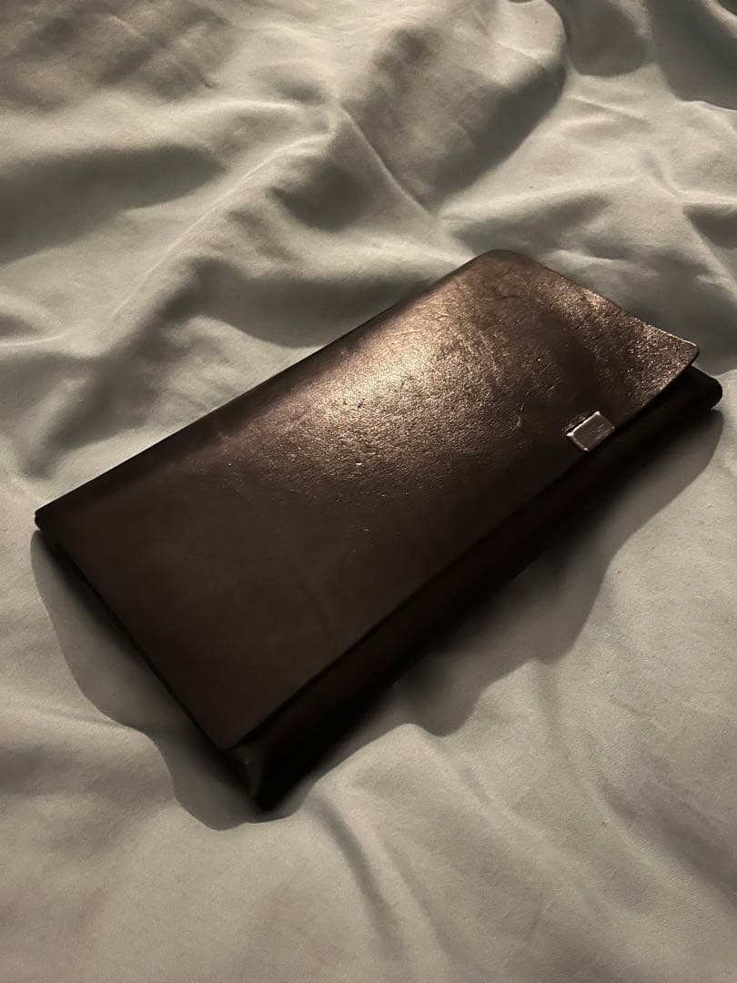 Shosa 本革 長財布 睡蓮画　ブラック×フローラル