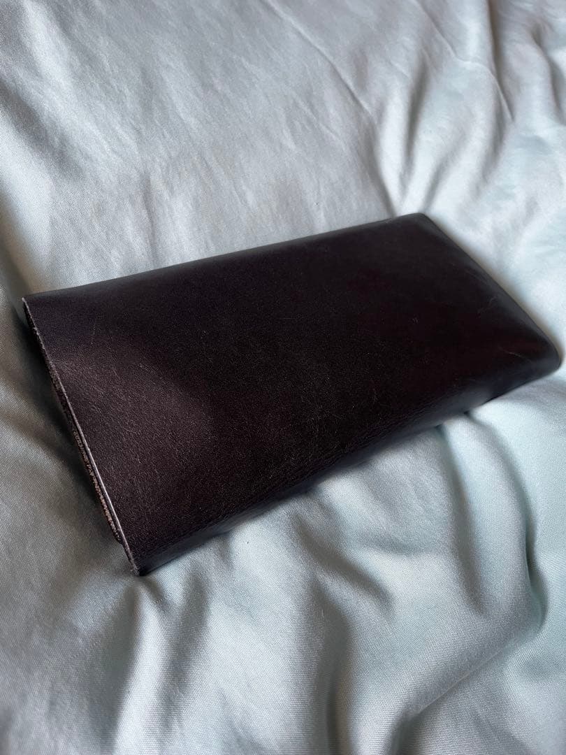 Shosa 本革 長財布 睡蓮画　ブラック×フローラル