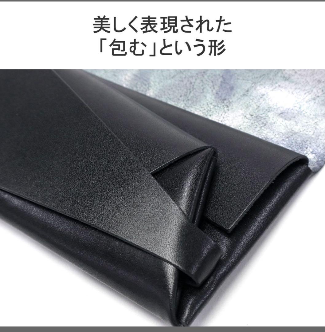 Shosa 本革 長財布 睡蓮画　ブラック×フローラル