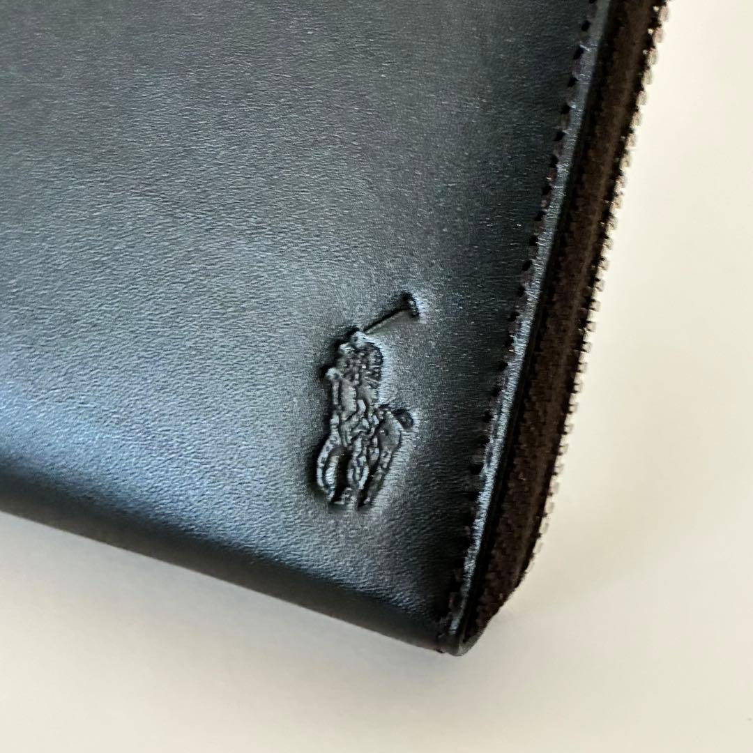 新品 ポロラルフローレン長財布 ラウンドジップ長財布　ダークブラウン