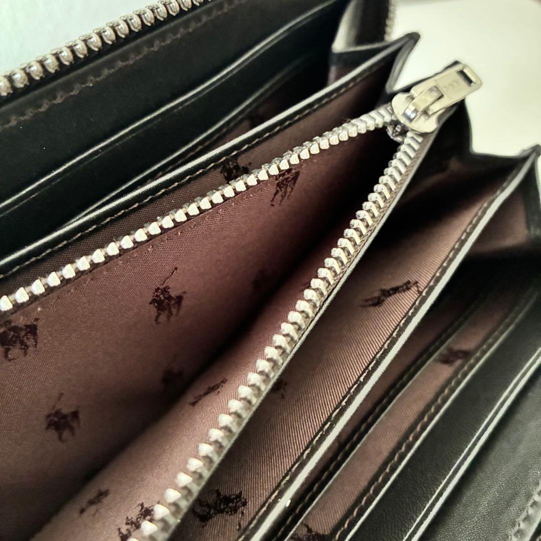 新品 ポロラルフローレン長財布 ラウンドジップ長財布　ダークブラウン