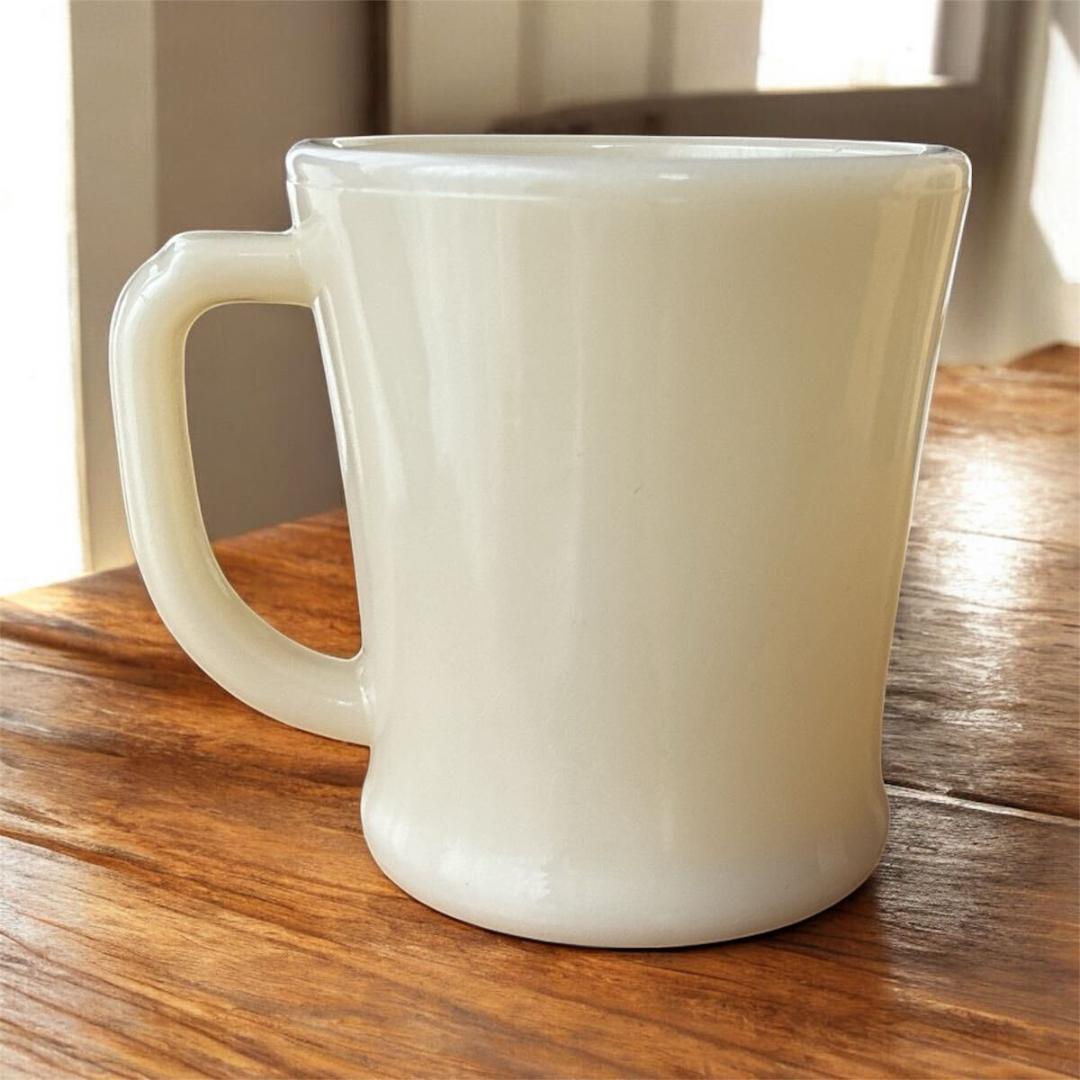 【GLASS刻印・1940s】ファイヤーキング マグ アイボリー Dハンドル