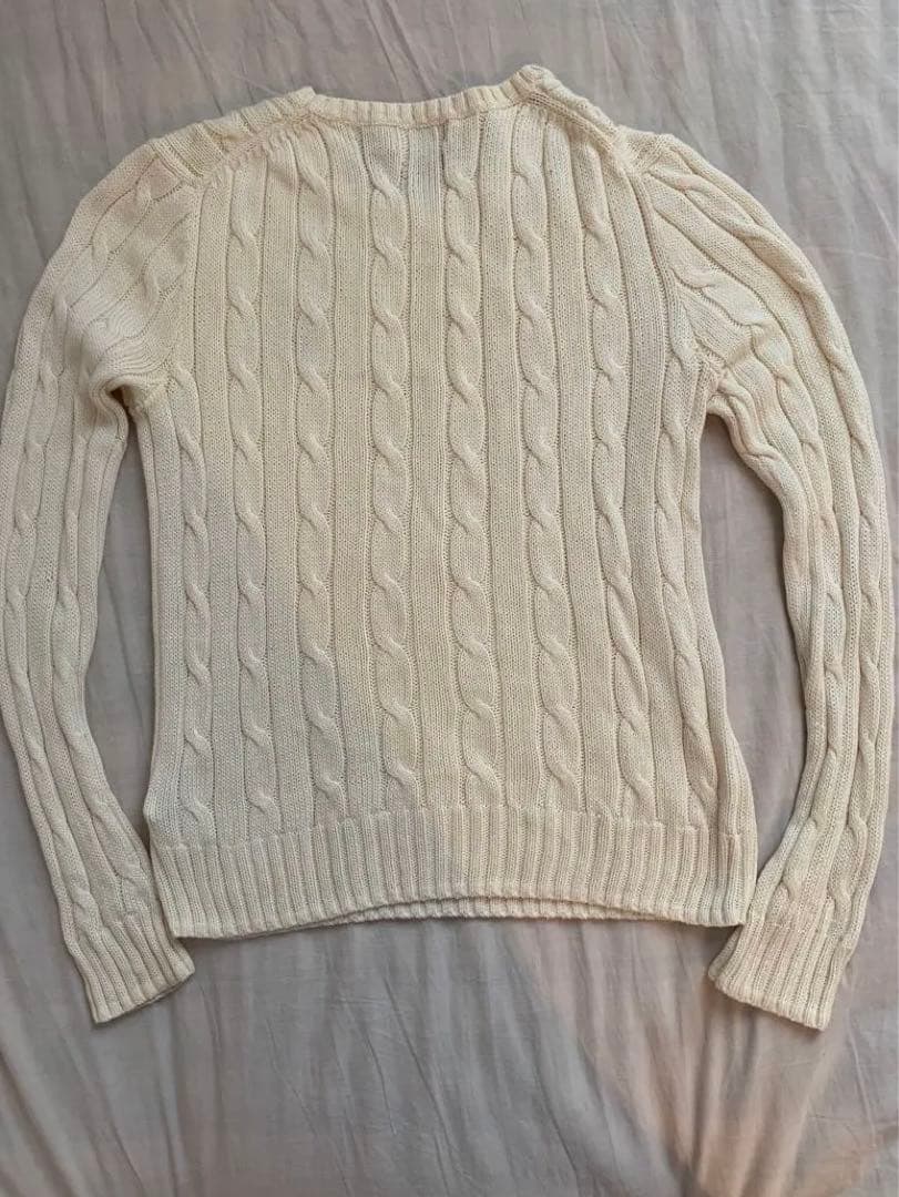 POLO ラルフローレン ケーブルニット セーター クリーム色 Mサイズ