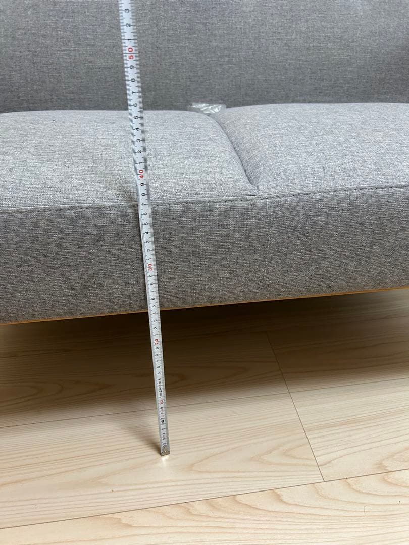 カウチソファ　2人掛け　布張りシンプル　グレー