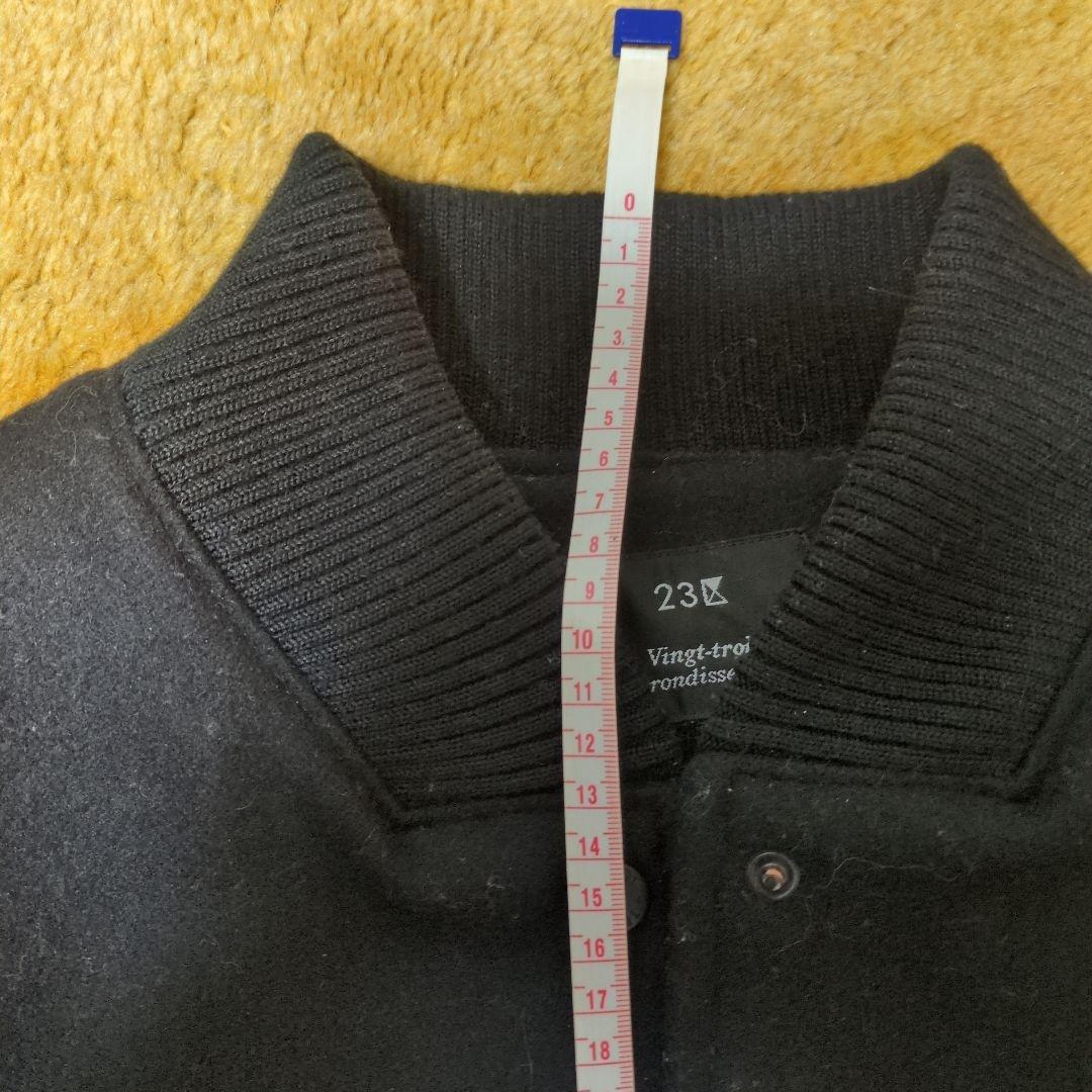 23区　大きいサイズ44 ブラック スタジャン ウールレザー