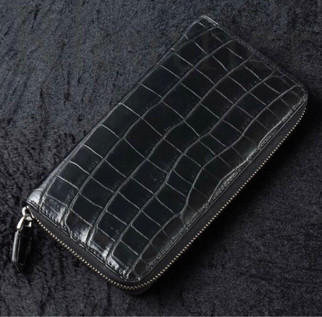 【クロコ1枚革】クロコダイル 長財布 サイフ メンズ ワニ革 レザー