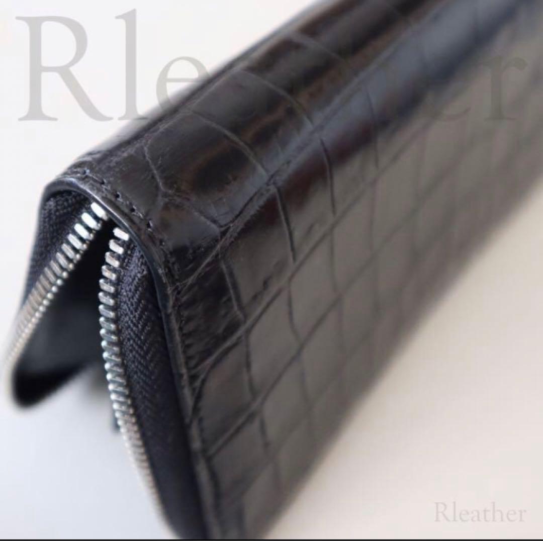 【クロコ1枚革】クロコダイル 長財布 サイフ メンズ ワニ革 レザー