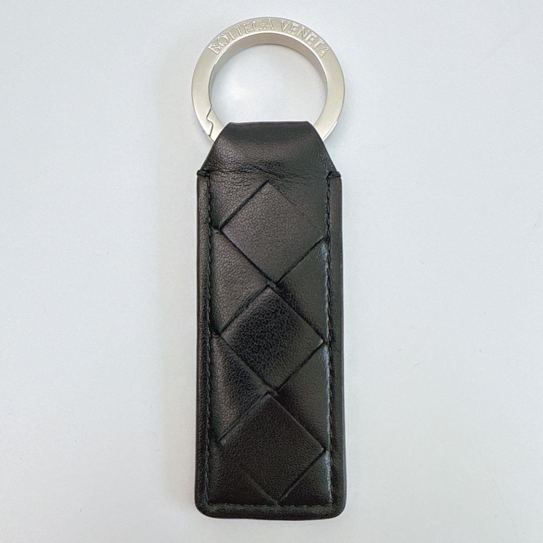 ボッテガヴェネタ イントレチャート タブ キーリング キーホルダー ブラック