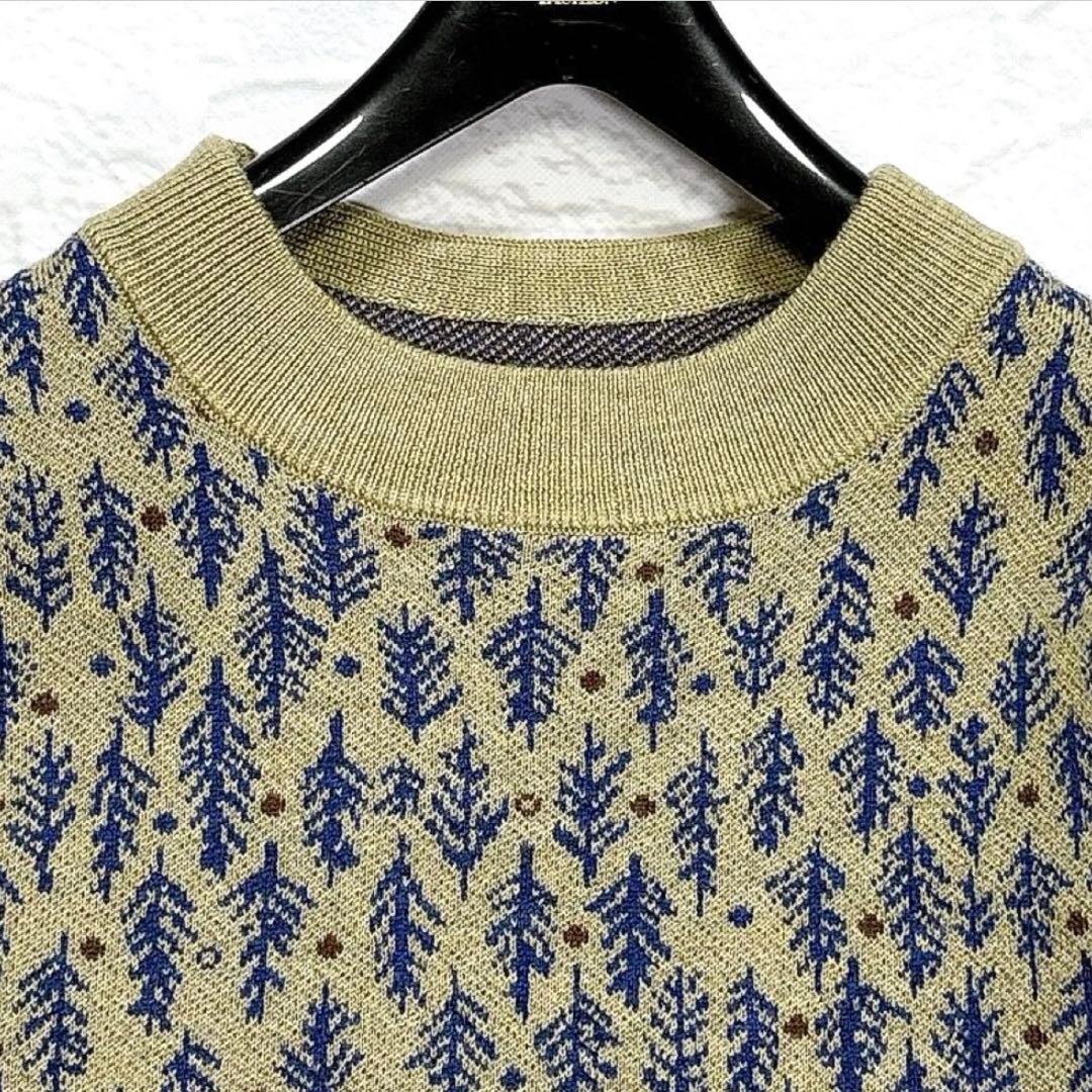 ✨美品✨パラスパレス　ジャガード　ボトル襟　ニット　総柄　ウール 100%