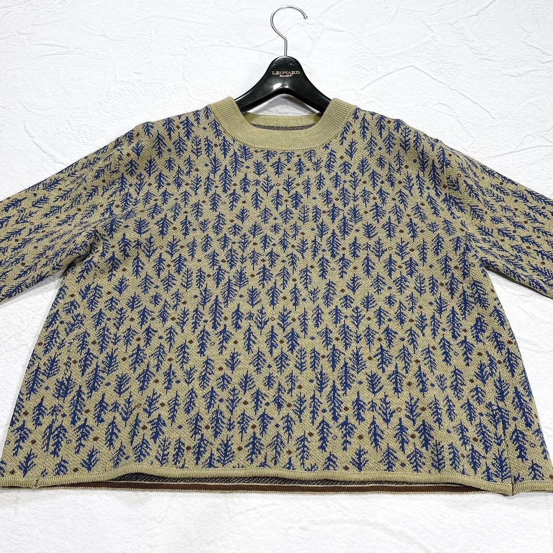✨美品✨パラスパレス　ジャガード　ボトル襟　ニット　総柄　ウール 100%