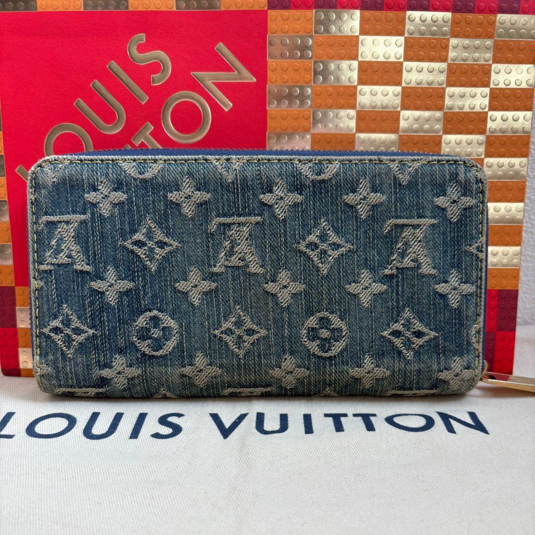 【使用わずか】希少 ルイヴィトン モノグラム デニム ジッピー ブルー 長財布