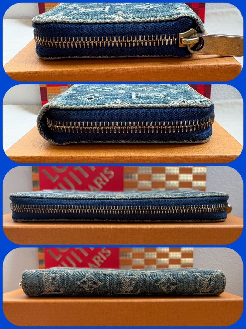 【使用わずか】希少 ルイヴィトン モノグラム デニム ジッピー ブルー 長財布