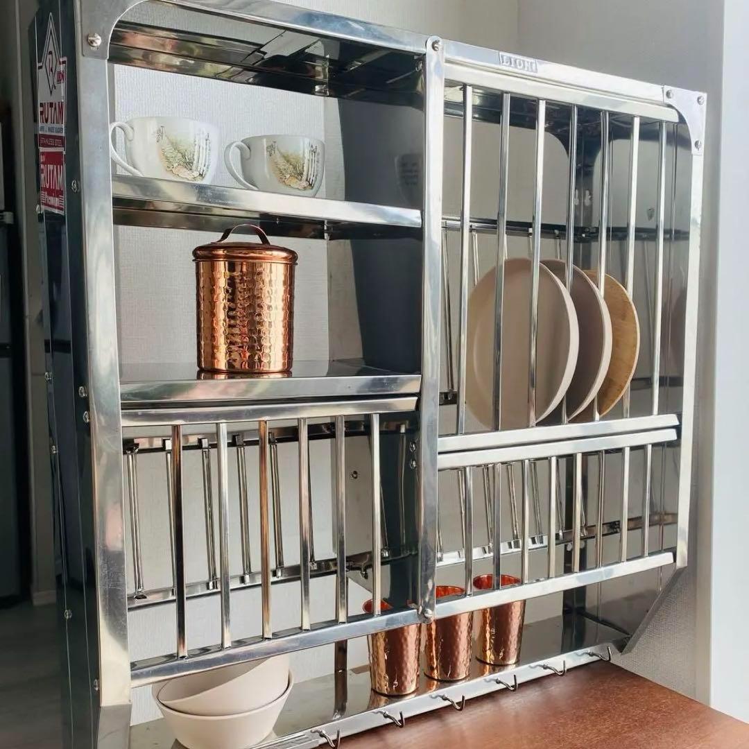 【新品未使用】インディアンキッチンラック　ステンレススチール　74cm×74cm