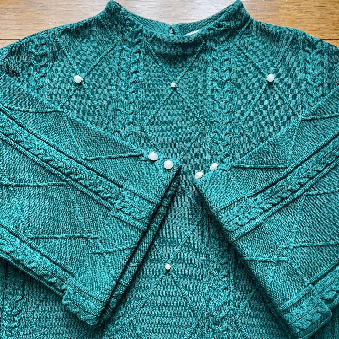 Rene ダークグリーン 半袖ニット