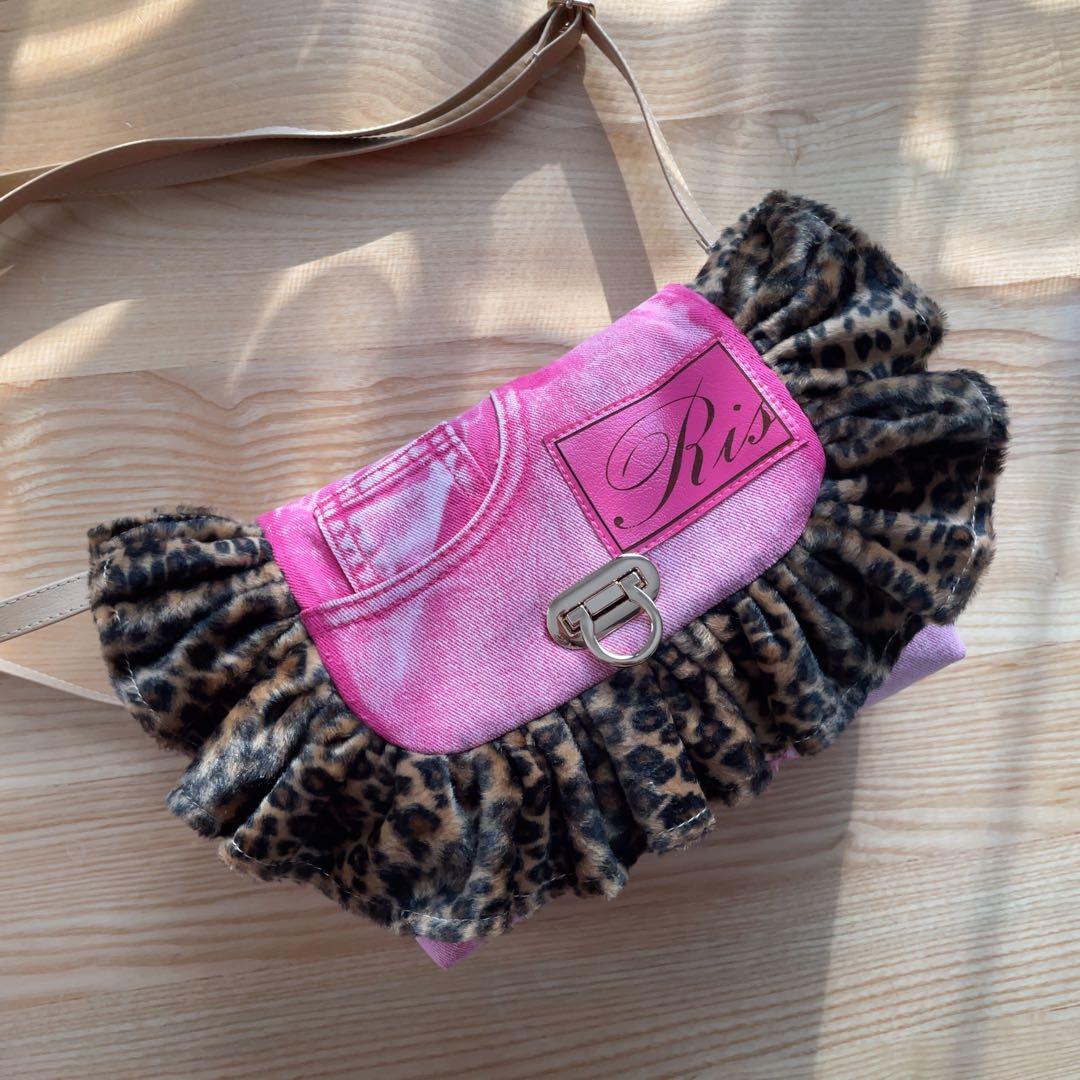 デニムリメイク ピンクフリルショルダー