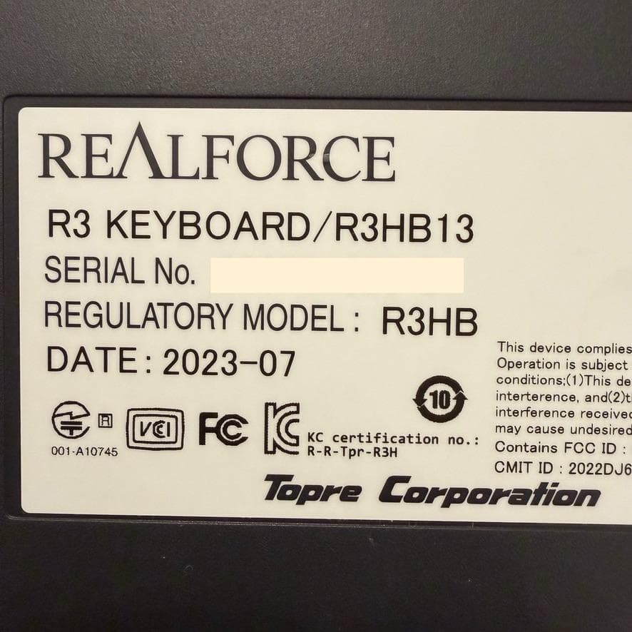 REALFORCE R3HB13 US配列 30g キートップなし