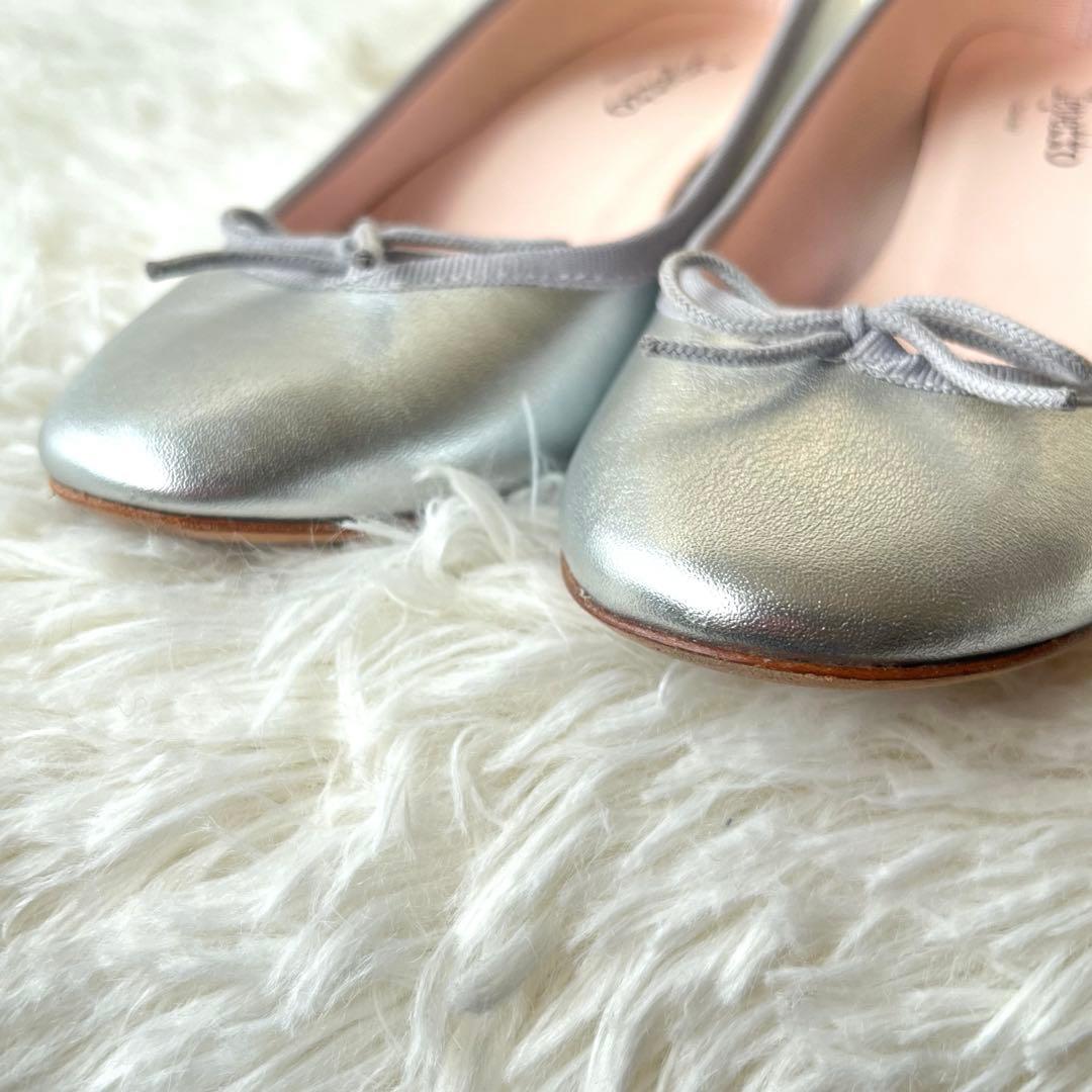未使用級　repetto レペット パンプス バレエシューズ ヒール シルバー